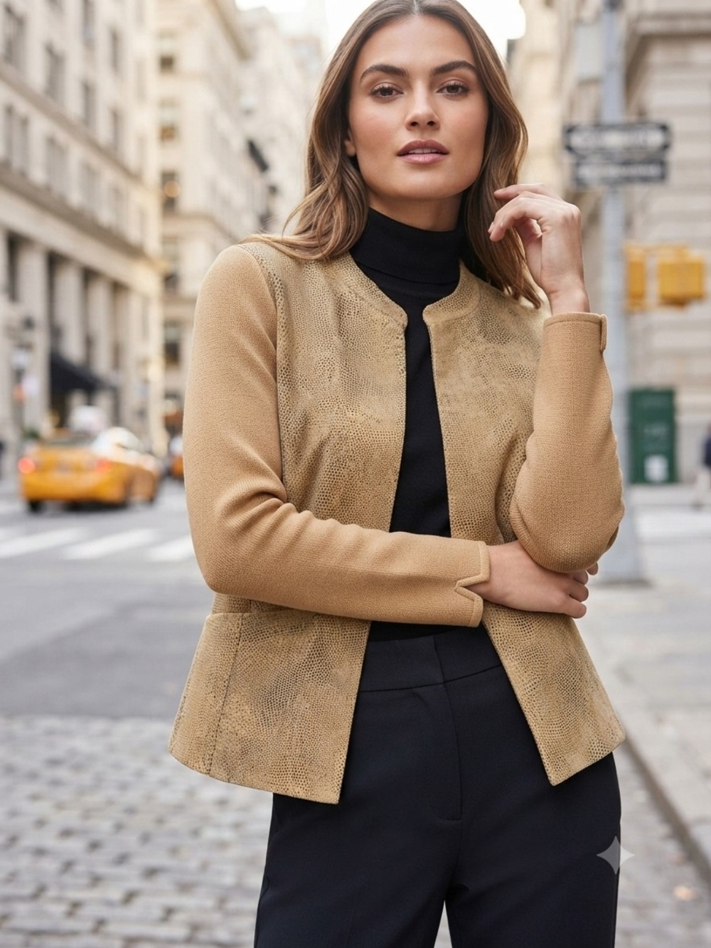 J.H. Collectibles Suede Front Jacket Tan Sz S